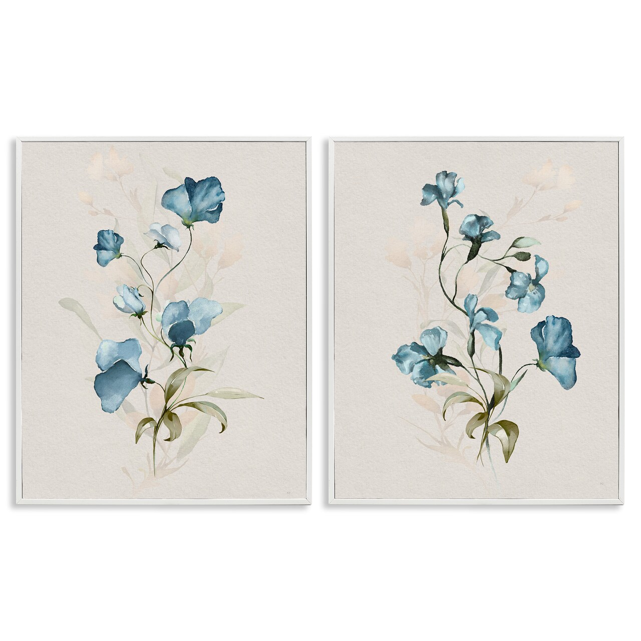 Stupell Industries Blue Botanical Herbs 2pc Framed Giclee Set Design by Susan Jill